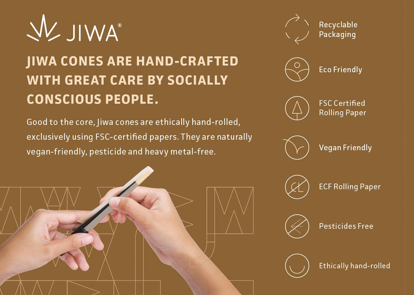 JIWA 1000 Unbleached Pre-Rolled King Size Cones – 109 mm with 21 mm Filter Tip (Bulk)