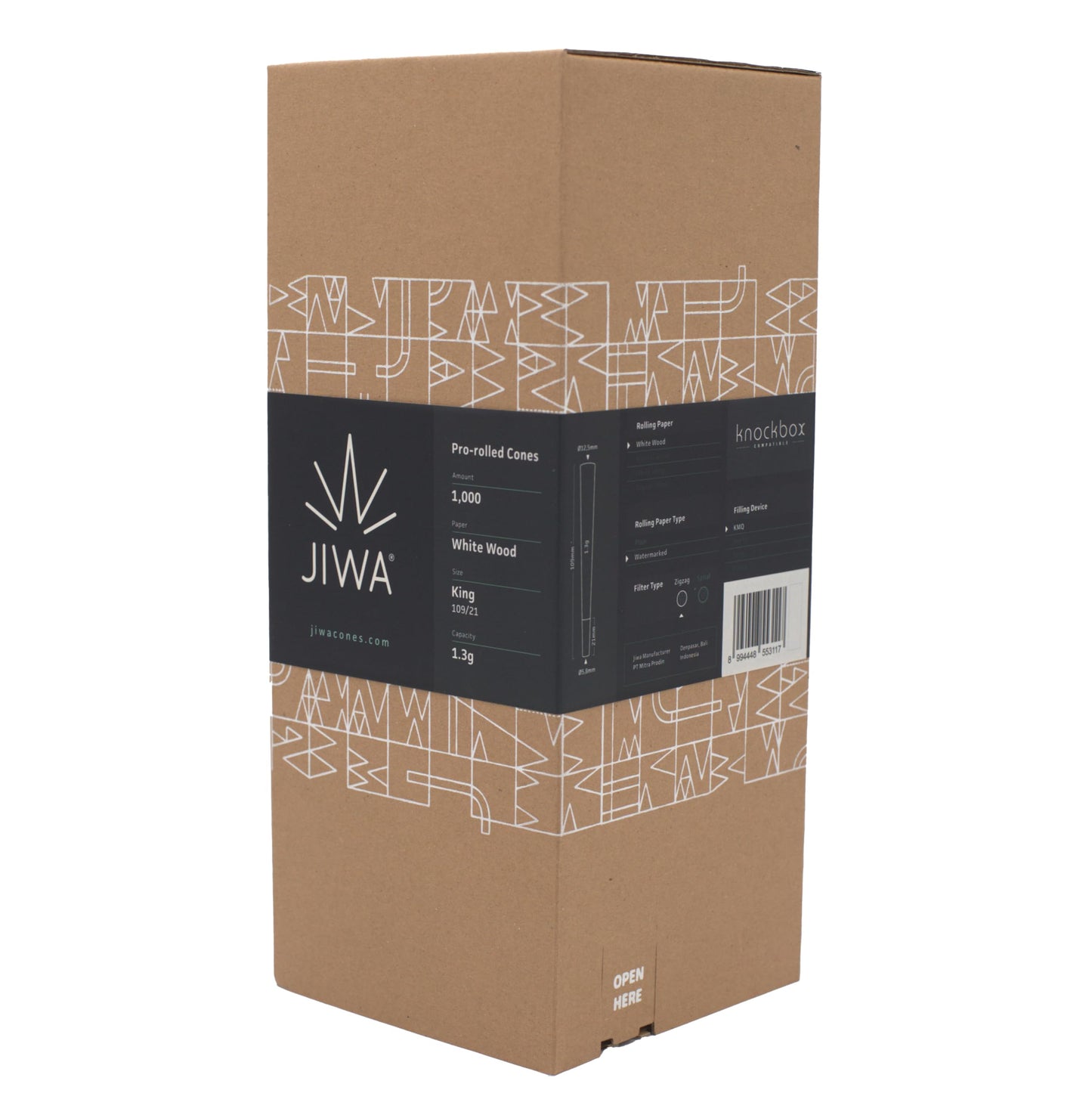 JIWA 1000 Pre-Rolled King Size Cones – 109 mm with 21 mm Filter Tip (Bulk)