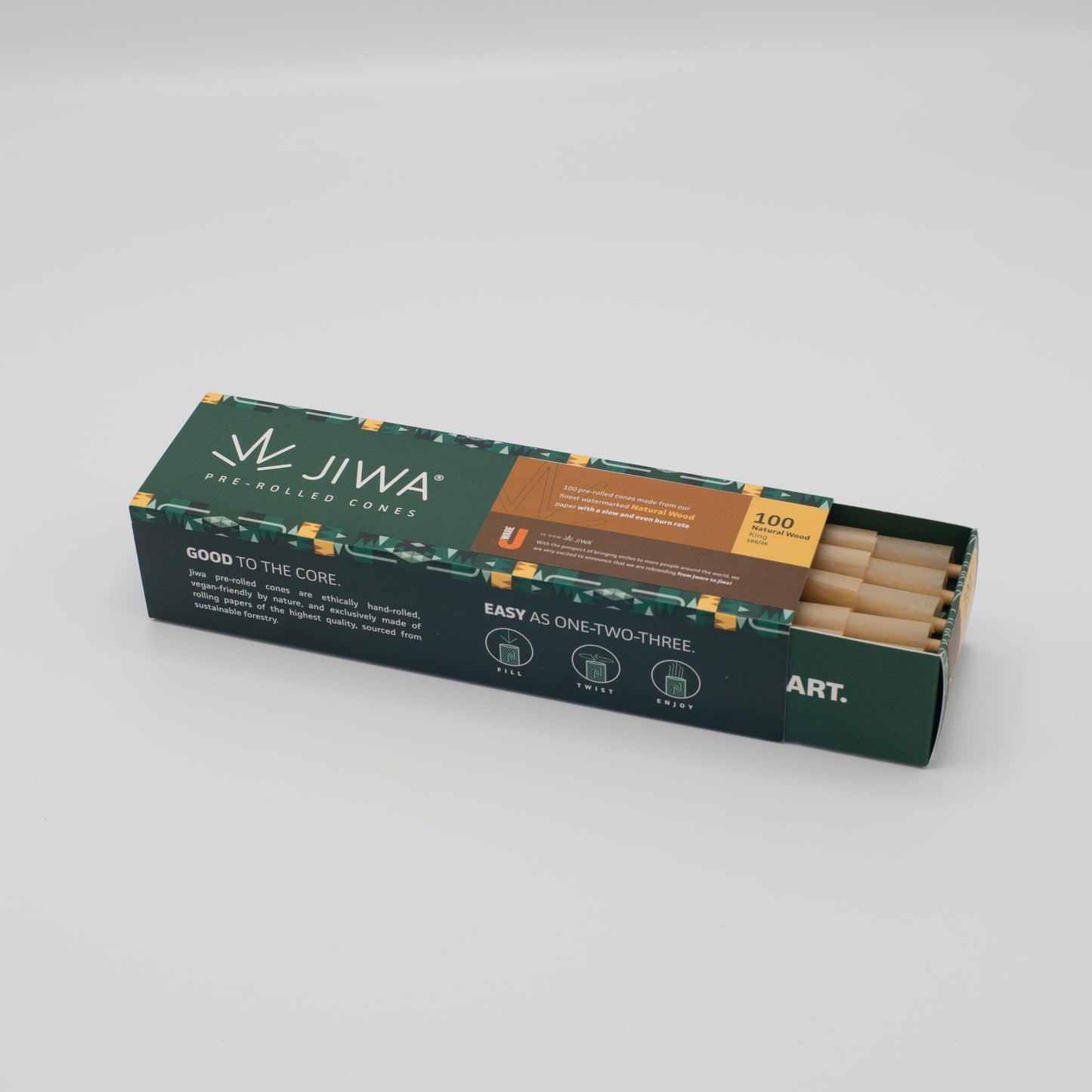 JIWA 100 Unbleached Pre-Rolled King Size Cones – 109 mm with 26 mm Filter Tip