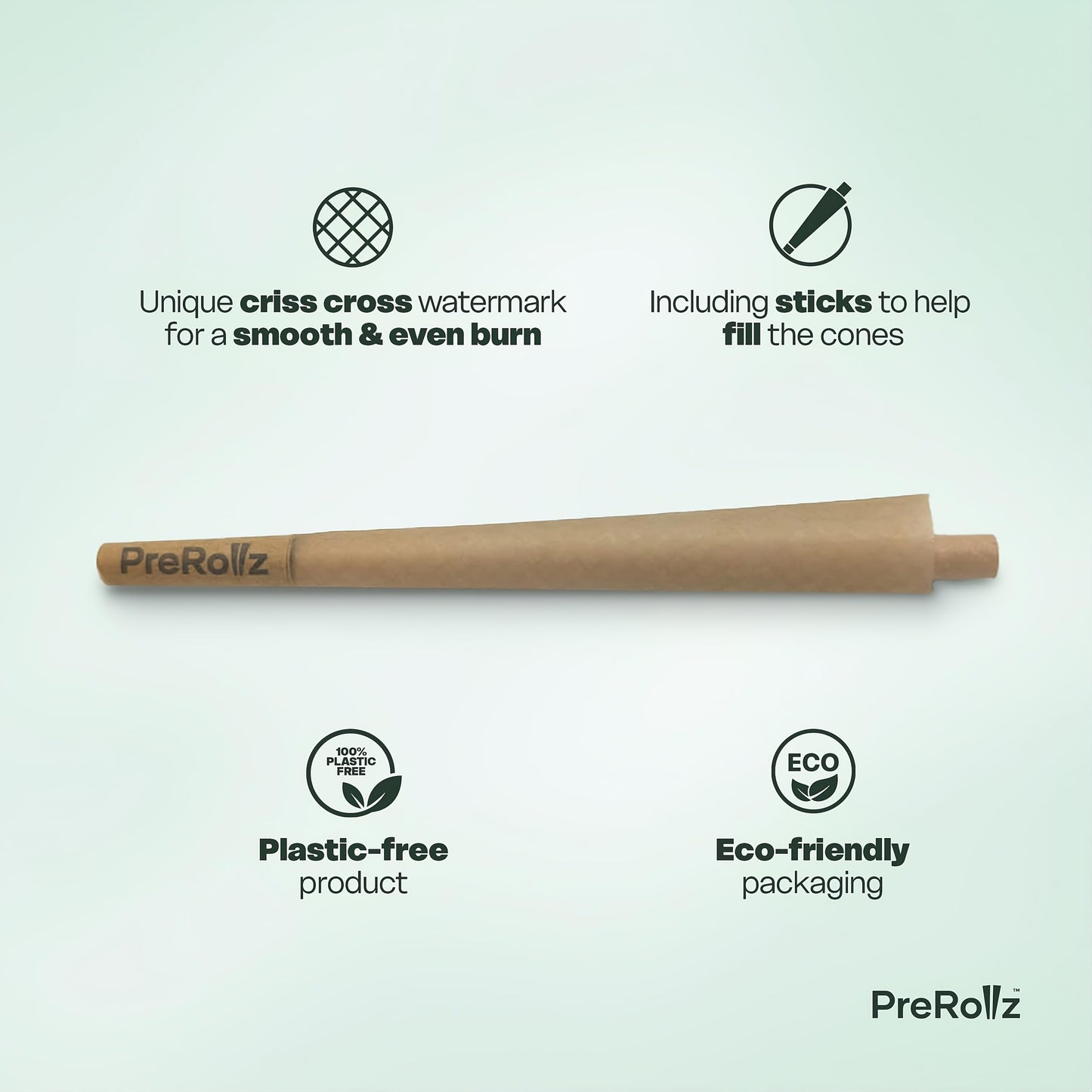 PreRollz 100 Unbleached Pre-Rolled King Size Cones – 109 mm with 26 mm Filter Tip